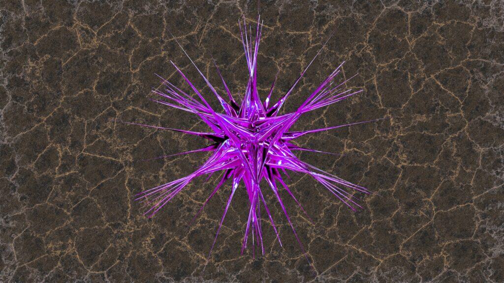 A purple crystal radiates energy.