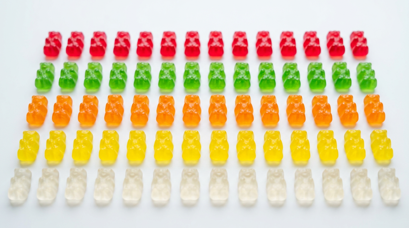 gummy bear flavors — colorful assortment of gummy bears by flavor