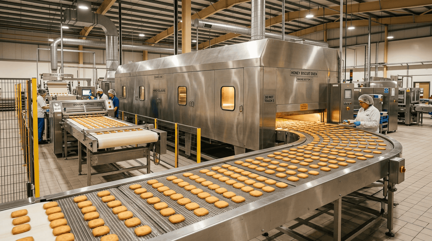 honey biscuit production line — industrial baking machinery overview