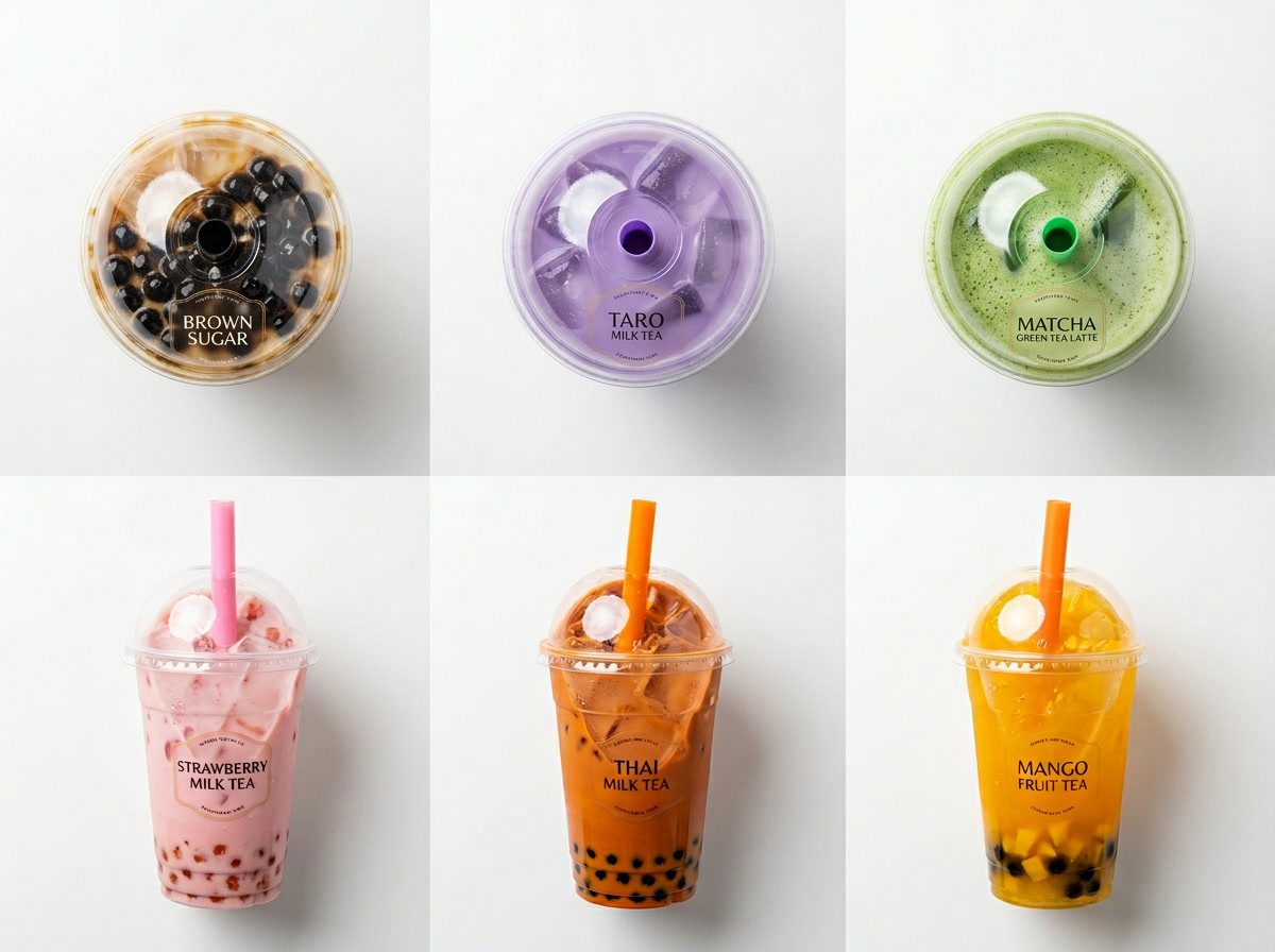 le boba sans gluten — infographie montrant différents types de boba et leur statut sans gluten avec des indicateurs de sécurité codés par couleur