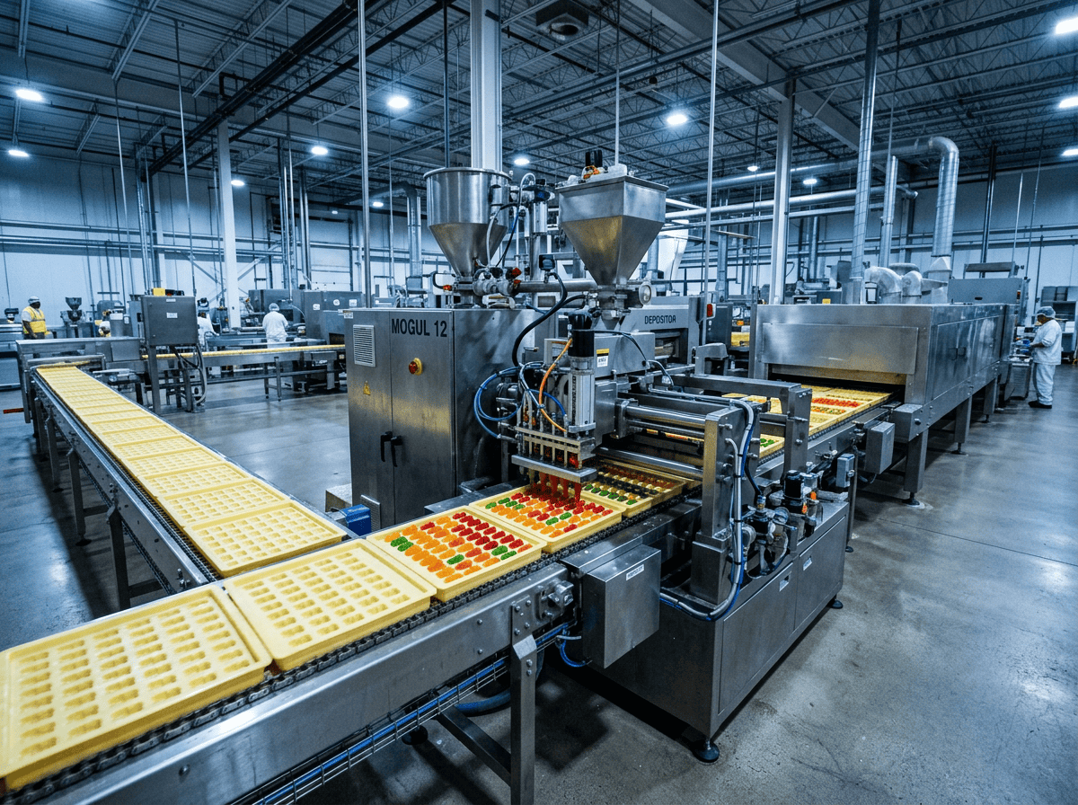haribo gummy bears ingredients — decision flowchart for selecting gummy production equipment based on gelatin vs pectin formulation