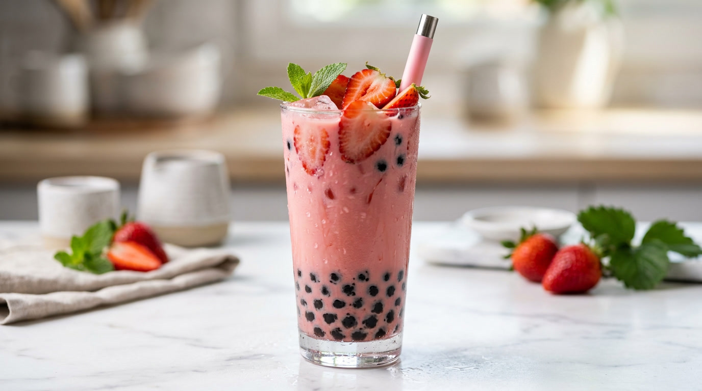 ikhtisar utama bubble tea stroberi