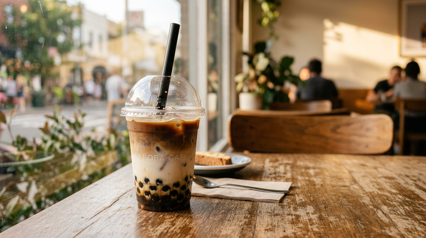 overzicht van de held van koffie boba thee