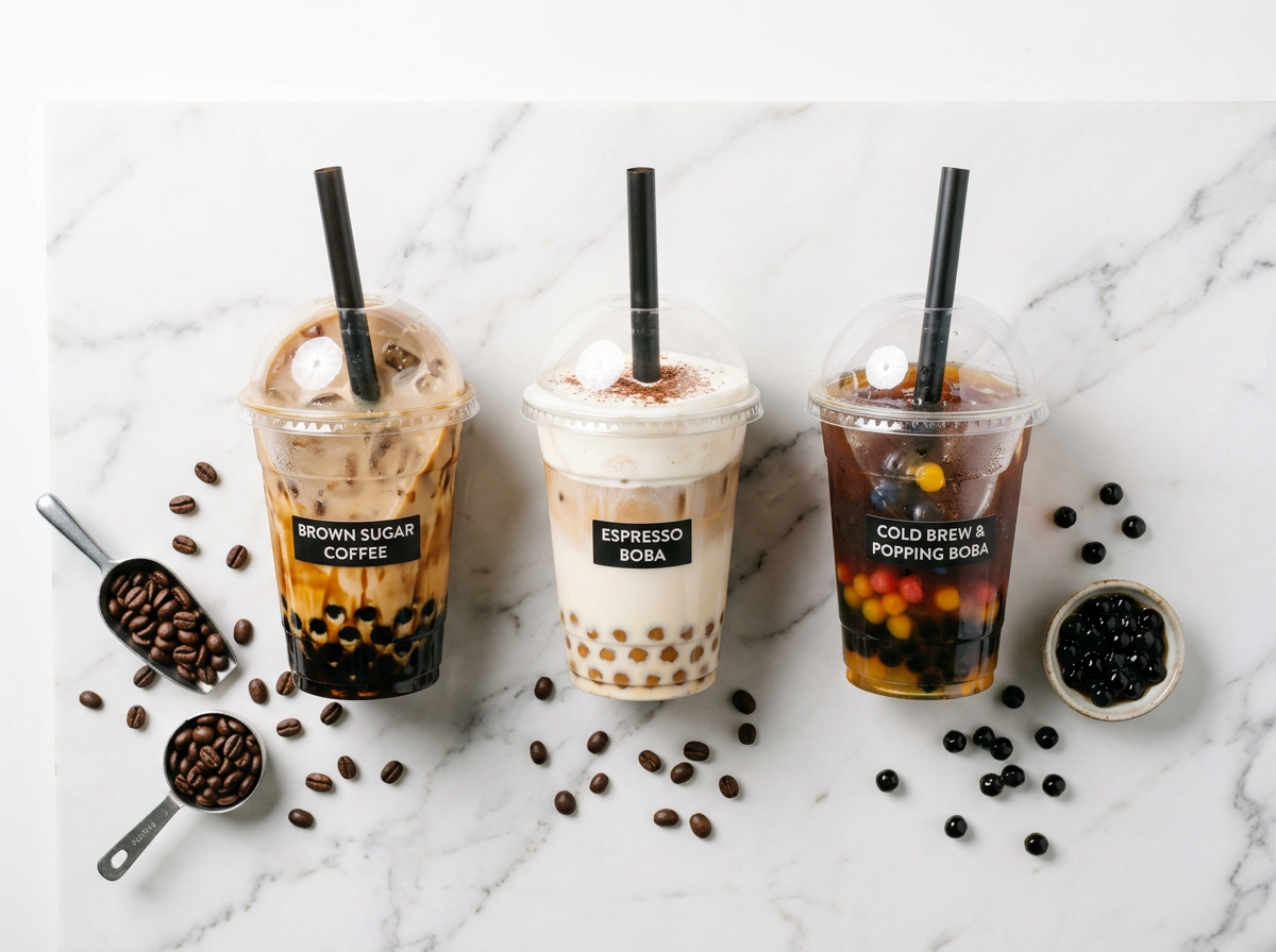 coffee boba tea: side-by-side comparison of brown sugar, espresso, and cold brew coffee boba styles
