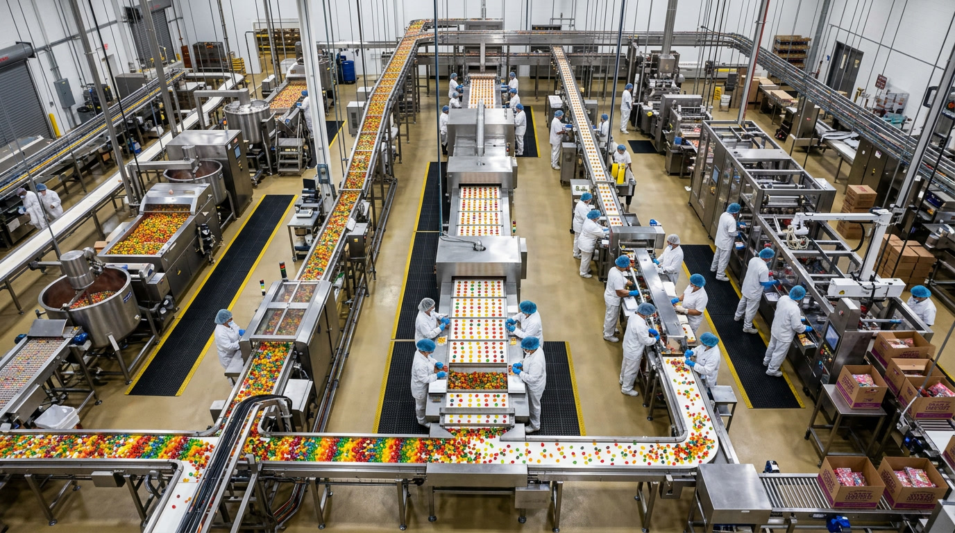 Como São Feitos os Skittles visão geral da fábrica